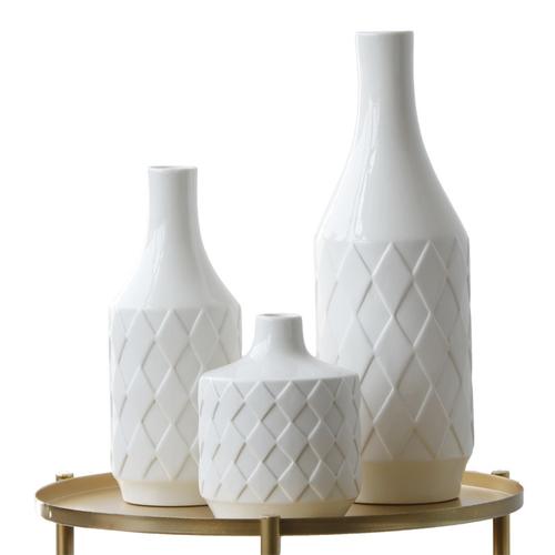 放心好店简约菱格创意小口陶瓷家居摆件花瓶